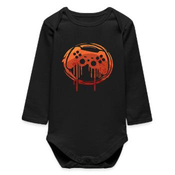 Retro style game - Baby Organic Long-Sleeved Bodysuit - black - Front
