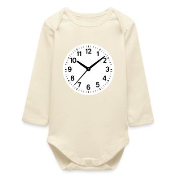 Uhr Kostüm Fasching Karneval lustiges Uhren Kostüm - Baby Organic Langarmbody - Natur - Vorne