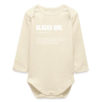 AlaskaGirl Bold Typography - Baby Organic Long-Sleeved Bodysuit - soft Ecru - Front