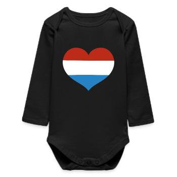 Luxembourg Heart Flag - Baby Organic Long-Sleeved Bodysuit - black - Front