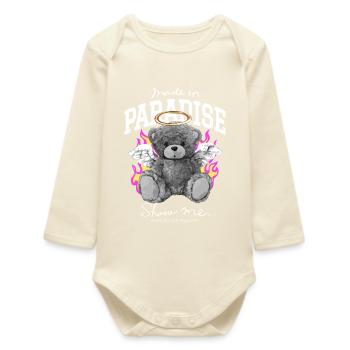 Made in Paradise Bär - Baby Organic Langarmbody - Natur - Vorne