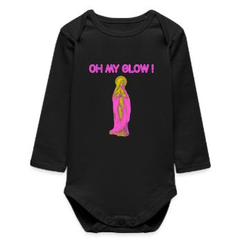 Oh My Glow Vierge Marie Auréole Or - Body bébé manches longues biologique - noir - Devant