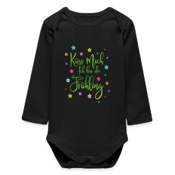 Kiss me I'm spring - Baby Organic Long-Sleeved Bodysuit - black - Front