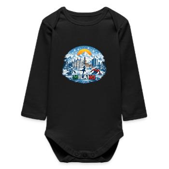 Icône des sports d’hiver milanais - Body bébé manches longues biologique - noir - Devant