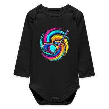 Golfschläger - Baby Organic Langarmbody - Schwarz - Vorne