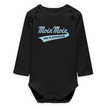 Moin Moin – Ihr Plattfische (Bleu ciel bas-allemand) - Body bébé manches longues biologique - noir - Devant