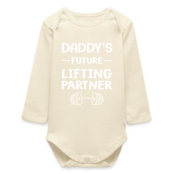future partenaire d'entrainement de papa muscle - Body bébé manches longues biologique - écru doux - Devant