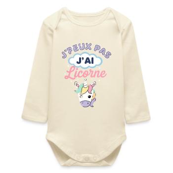 J'peux pas licorne - Body bébé manches longues biologique - écru doux - Devant