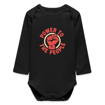 Power to the People - Socialist Antifa Tee - Baby Organic Long-Sleeved Bodysuit - black - Front
