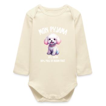Pyjama Drôle Chien Bichon - Body bébé manches longues biologique - écru doux - Devant