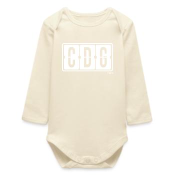 Paris CDG, sweat à capuche souvenir de la ville, bouteille, bonnet - Body bébé manches longues biologique - écru doux - Devant