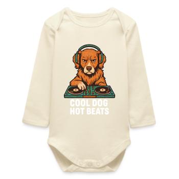 DJ Toller: Cool Dog - Hot Beats Retro Retriever - Baby Organic Langarmbody - Natur - Vorne