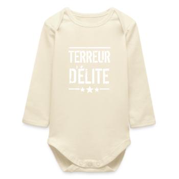 TERREUR D'ÉLITE ! - Body bébé manches longues biologique - écru doux - Devant