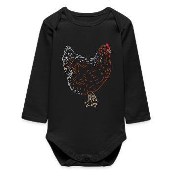 Rooster or Hen - Baby Organic Long-Sleeved Bodysuit - black - Front