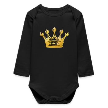 Goldene Krone Silhouette - Baby Organic Langarmbody - Schwarz - Vorne