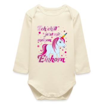 Ich chill jetzt mit meinem Einhorn, Lustig - Baby Organic Langarmbody - Natur - Vorne