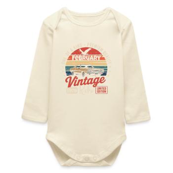 Vintage Retro Anniversary Gift from February 1979 - Baby Organic Long-Sleeved Bodysuit - soft Ecru - Front