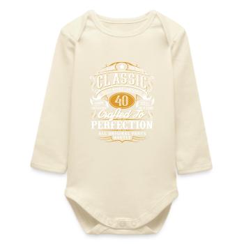 40th Birthday - Baby Organic Long-Sleeved Bodysuit - soft Ecru - Front