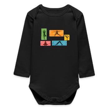 Bloc de couleurs Grunge Yoga Silhouettes - Body bébé manches longues biologique - noir - Devant