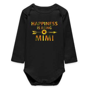 Happiness Is Being Mimi – Sunflower Floral Shirt - Baby Organic Long-Sleeved Bodysuit - black - Front