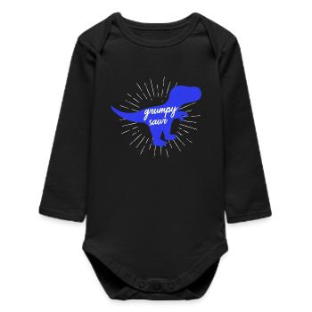 Silhouette drôle de dinosaure T-Rex Grumpysaur - Body bébé manches longues biologique - noir - Devant