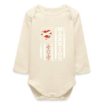Warrior Heart Attack Survivor Recovery - Baby Organic Long-Sleeved Bodysuit - soft Ecru - Front