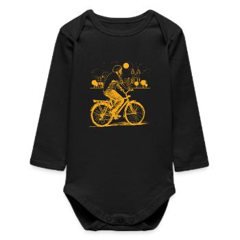 Fahrrad Alter Mann Stadt Skyline Radfahren - Body bébé manches longues biologique - noir - Devant