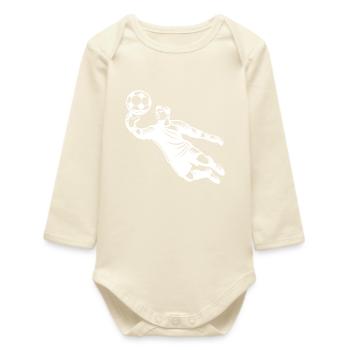 Gardien de but de foot réalise un arrêt brillant dans le saut - Body bébé manches longues biologique - écru doux - Devant