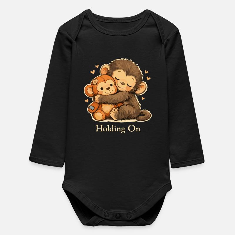 Ängstlicher Affe Emotional Support - Baby Organic Langarmbody - Schwarz