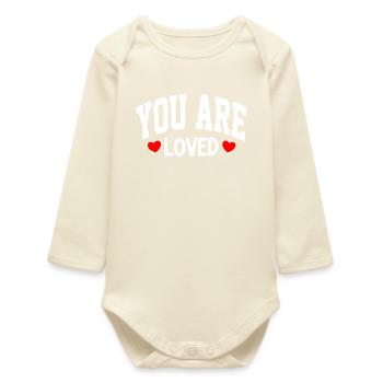 You Are Loved Herz Typografie - Baby Organic Langarmbody - Natur - Vorne