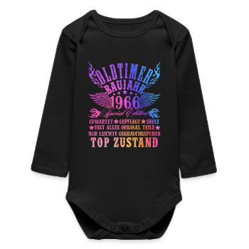 60th Birthday 60 Years Decoration 1965 Gift Funny - Baby Organic Long-Sleeved Bodysuit - black - Front