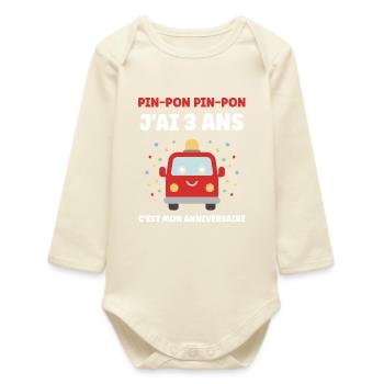 3 years - Baby Organic Long-Sleeved Bodysuit - soft Ecru - Front