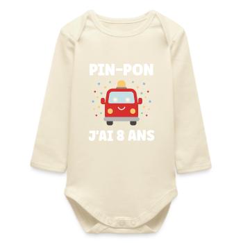 Pin-Pon Voiture Enfant: 8 Ans - Body bébé manches longues biologique - écru doux - Devant
