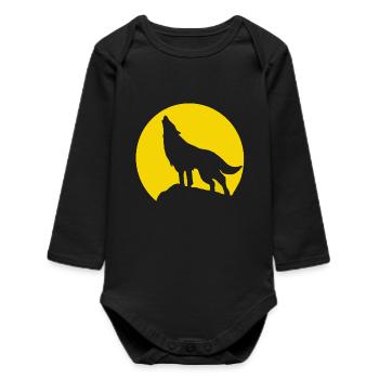Mondsilhouette Wolfheulen - Baby Organic Langarmbody - Schwarz - Vorne