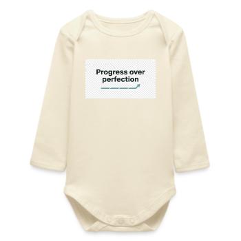 Typography_design_text_progress_over_perfectio - Body bébé manches longues biologique - écru doux - Devant