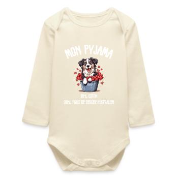 Lustige Pyjamas von Australian Shepherd Dogs - Baby Organic Langarmbody - Natur - Vorne