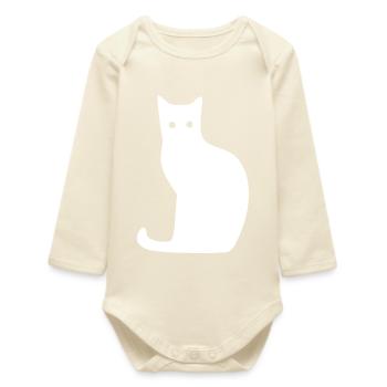 Katze Silhouette Minimal Design Cat Lover Katzen - Baby Organic Langarmbody - Natur - Vorne
