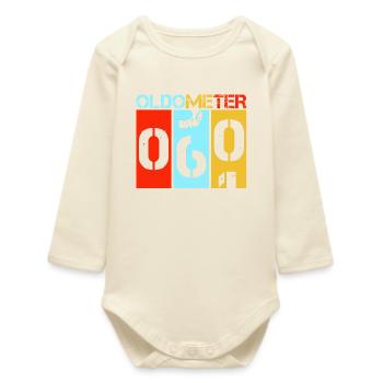 Oldometer 60 Funny 60th Birthday Retro Design - Baby Organic Long-Sleeved Bodysuit - soft Ecru - Front