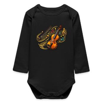 Sound peg violin - Baby Organic Long-Sleeved Bodysuit - black - Front
