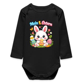 Mein 1. Ostern Baby Osterhase süß - Baby Organic Langarmbody - Schwarz - Vorne