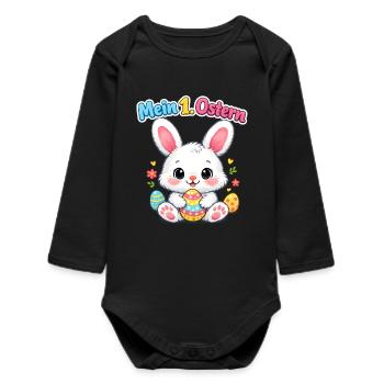 Mein 1. Ostern Baby Osterhase Häschen - Baby Organic Langarmbody - Schwarz - Vorne