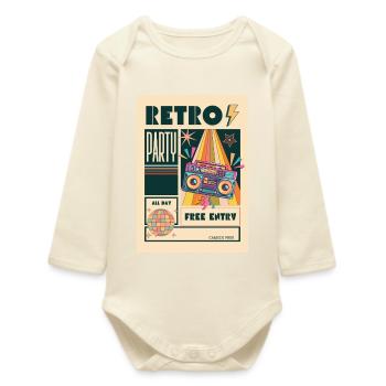Retro Party Boombox Neon - Baby Organic Long-Sleeved Bodysuit - soft Ecru - Front