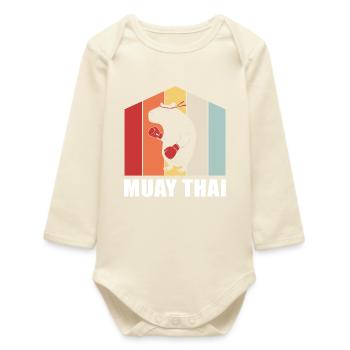 Muay thai kickboxer kickboxing Thai boxing - Baby Organic Long-Sleeved Bodysuit - soft Ecru - Front