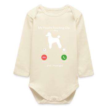 Pudel eingehender Anruf lustige Telefonschnitt-Schnittstelle Kunst - Baby Organic Langarmbody - Natur - Vorne