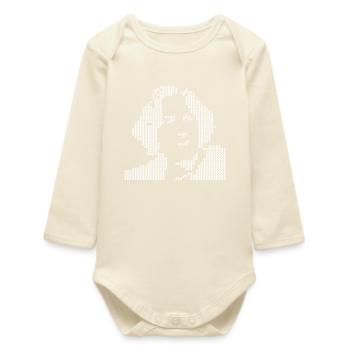 Pixel Oscar Wilde portrait Halftone - Baby Organic Long-Sleeved Bodysuit - soft Ecru - Front