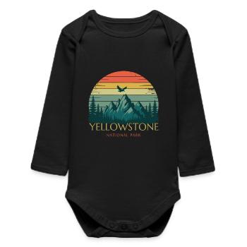 Yellowstone National Park - Baby Organic Long-Sleeved Bodysuit - black - Front