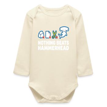 Nothing Beats Hammerhead Hammerhead Shark Motif - Baby Organic Long-Sleeved Bodysuit - soft Ecru - Front