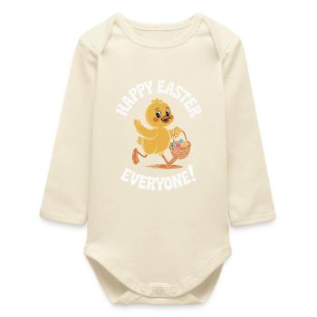 Happy Easter Everyone Frohe Ostern Vintage - Baby Organic Long-Sleeved Bodysuit - soft Ecru - Front