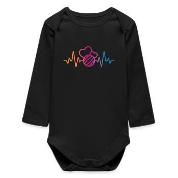 Volleyball Herzschlag - Baby Organic Langarmbody - Schwarz - Vorne