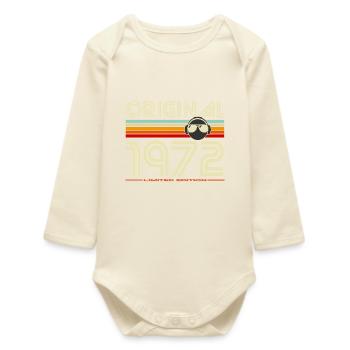 Original 1972 Retro Vintage Helmet - Baby Organic Long-Sleeved Bodysuit - soft Ecru - Front